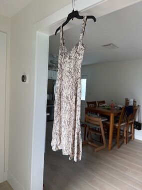 Reformation Neutral Snake-Print Midi Slip Dress